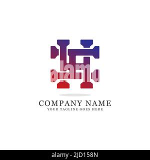 initial name HH logo design with gradient color, letter name HH square logo inspirations Stock Vector