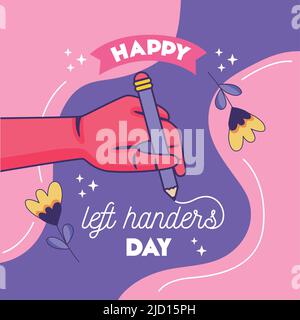 left handers day poster with hand Stock Vector