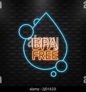 Neon Icon. BPA free. Realistic blue a drop. Web design. Vector illustration Stock Vector