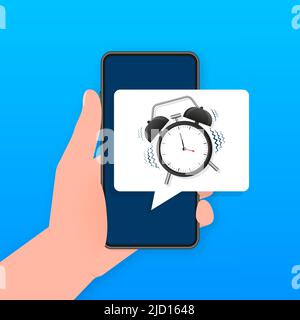 Alarm smartphone, great design for any purposes. Flat mockup. Sale poster. Reminder design mockup Stock Vector