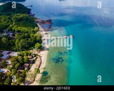 Aerial view of Naka Island near Phuket Thailand, a tropical Island in Thailand. White tropical beach in Thailand Stock Photo