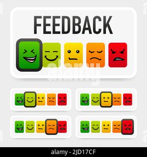 Vector Set of Emoticons. Sad and Happy Mood Icons. Feedback icon Stock Vector