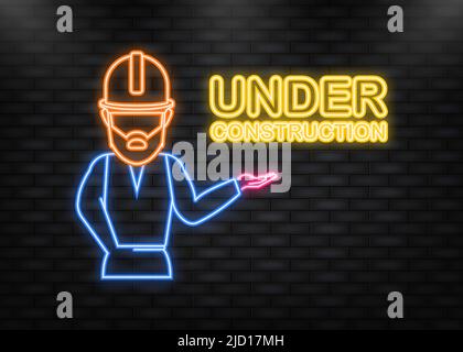 Construction, great design for any purposes. Neon icon. Isometric vector illustration. Flat vector illustration Stock Vector
