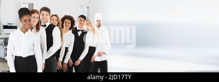Group Of Confident Multi Ethnic Restaurant Staff Stock Photo