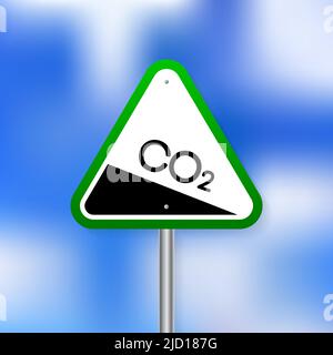 Co 2 emissions in flat style on green background. Simple vector illustration. Vector flat illustration. Stock Vector