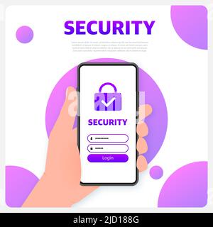 Data protection. Secure information transfer background. Security smartphone Stock Vector