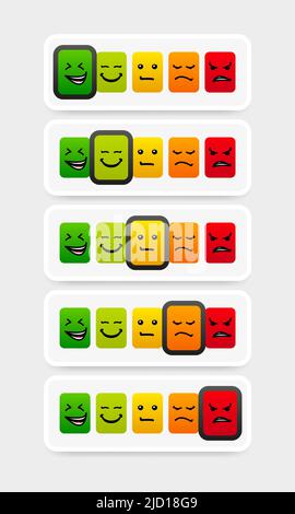 Vector Set of Emoticons. Sad and Happy Mood Icons. Feedback icon Stock Vector