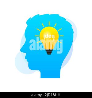Idea lamp in cartoon style. Isolated background. Realistic vector illustration. Simple vector illustration Stock Vector