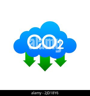 Co 2 emissions in flat style on green background. Simple vector illustration. Vector flat illustration Stock Vector