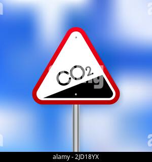 Co 2 emissions in flat style on green background. Simple vector illustration. Vector flat illustration. Stock Vector