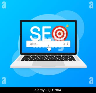 Advertising with seo for web marketing design. Social media flat icon Stock Vector