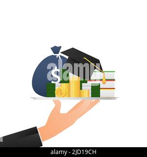 Abstract icon with student loans for banner design. Business vector icon Stock Vector