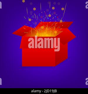 Red mystery box on light background. Premium vector. Digital background Stock Vector