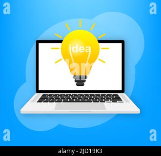 Idea lamp in cartoon style. Isolated background. Realistic vector illustration. Simple vector illustration Stock Vector