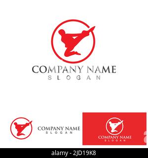Karate and taekwondo logo fight vector black Stock Vector
