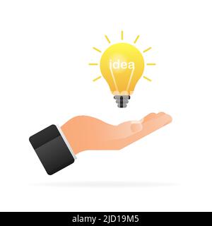 Idea lamp in cartoon style. Isolated background. Realistic vector illustration. Simple vector illustration Stock Vector