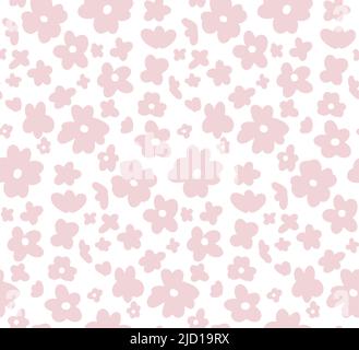 Vector tender seamless ditsy pattern. Romantic texture with small pink flowers on a white background. Simple floral background for fabrics Stock Vector