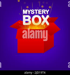 Red mystery box on light background. Premium vector. Digital background Stock Vector