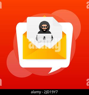 Hacked, great design for any purposes. Internet technology. Cyber crime, hacker attack. Phishing scam. Stock Vector