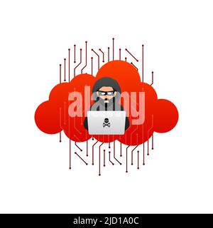 Hacked, great design for any purposes. Internet technology. Cyber crime, hacker attack. Phishing scam. Stock Vector
