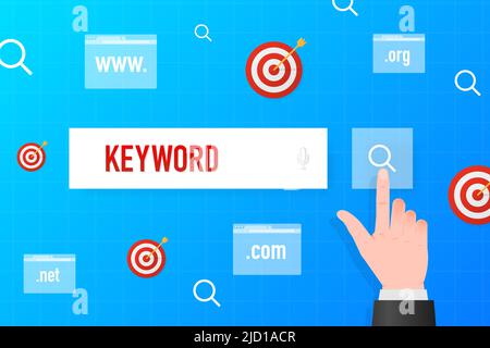 3d illustration with keyword. Cartoon flat vector illustration. 3d vector icon Stock Vector