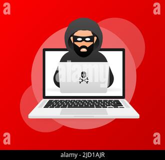 Hacked, great design for any purposes. Internet technology. Cyber crime, hacker attack. Phishing scam. Stock Vector