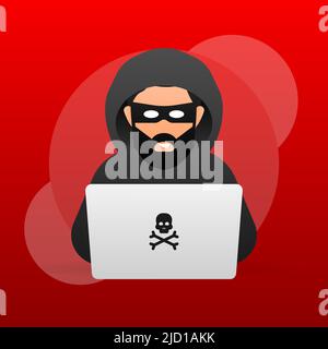 Hacked, great design for any purposes. Internet technology. Cyber crime, hacker attack. Phishing scam. Stock Vector