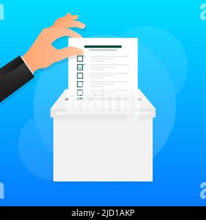 Checklist or vote bulletin in hand. Vector illustration design Stock Vector