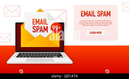 Cartoon icon with email spam. Data protection. Alert message Stock Vector