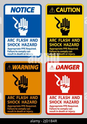 Arc Flash And Shock Hazard Appropriate PPE Required Stock Vector Image ...