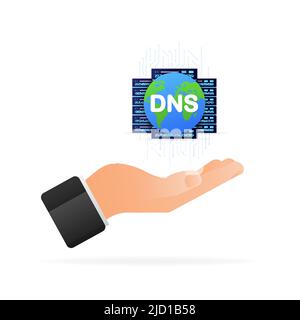DNS icon on white background. Isolated vector illustration. Cyber security concept Stock Vector