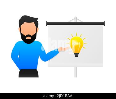 Idea lamp in cartoon style. Isolated background. Realistic vector illustration. Simple vector illustration Stock Vector