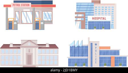Services semi flat color vector objects set Stock Vector