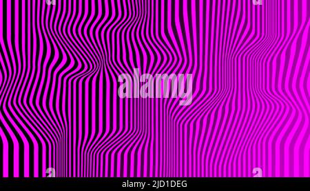 Distortion lines background. Distort stripes, abstract modern pattern. Op art illusion waves. Dynamic surface Stock Vector