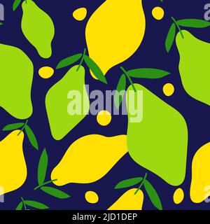 Lemon seamless abstract doodle pattern. Lemons vector illustration Stock Vector