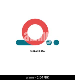 Summer linear simple pictogram of sun and sea Stock Vector