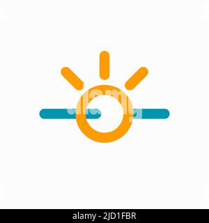 Summer linear simple pictogram of sun and sea Stock Vector