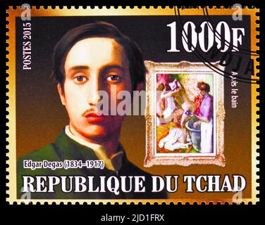 MOSCOW, RUSSIA - JUNE 12, 2022: Postage stamp printed in Chad shows Edgar Degas, Impressionist artists serie, circa 2015 Stock Photo