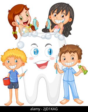 Group of children cleaning teeth illustration Stock Vector Image & Art ...