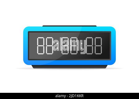 Flat digital clock illustration on white background. Phone icon set. Flat vector illustration Stock Vector