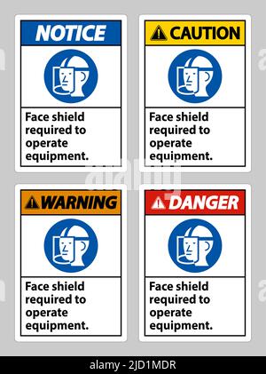 Face Shield Required to Operate Equipment Stock Vector