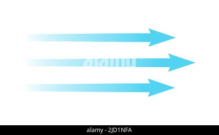 Air flow. Blue arrow showing direction of air movement. Wind direction arrow. Blue cold fresh stream from the conditioner. Vector illustration Stock Vector