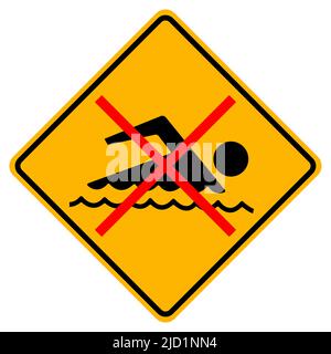 Sign forbidden to swim on white background Stock Vector