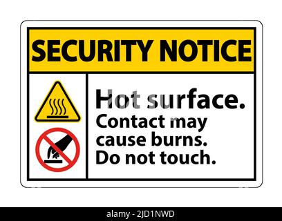 Seurity Notice Hot Surface Do Not Touch Symbol Sign Isolate on White Background,Vector Illustration Stock Vector