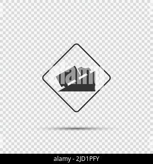 Steep Hill Ascent Signs vector on transparent background,vector illustration Stock Vector