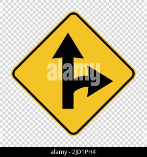 Right turn split sign on transparent background,vector illustration Stock Vector