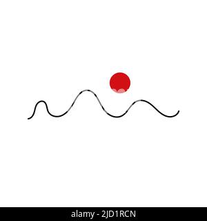 Sea and sun minimal logo Stock Vector