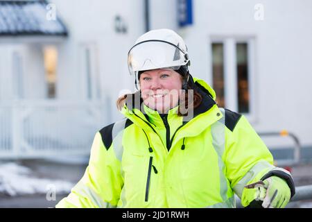 Portrait of worker wearing reflective clothing Stock Photo