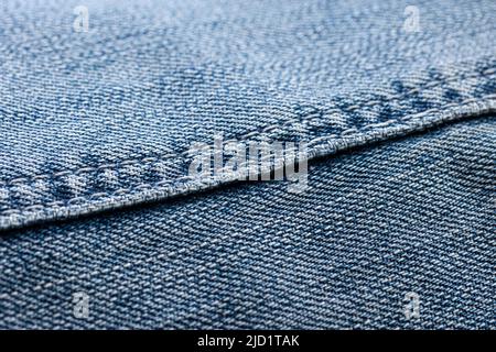 close-up of jeans fabric with a seam Stock Photo