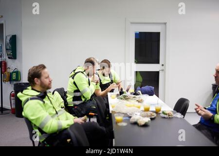 Workers having break Stock Photo